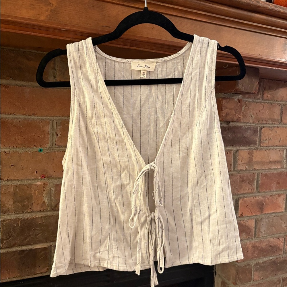 Love Notes Cream Striped Tie-Front Tank Top